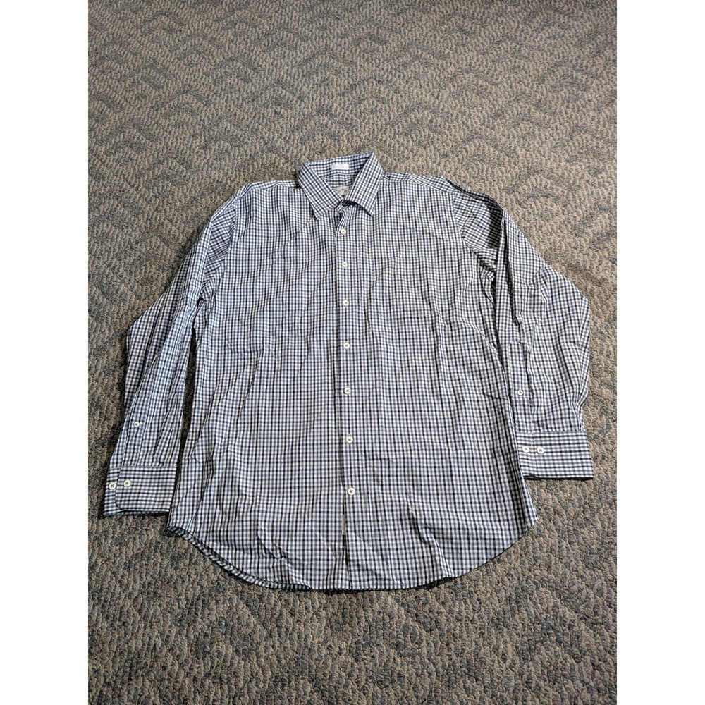 J. Crew Mens Gingham Button Down Shirt Black White Grey Long Sleeve Size XL